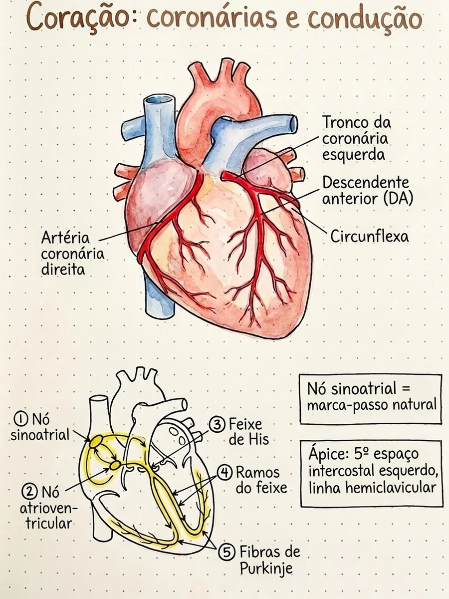 Ficha: Coração: coronárias e condução