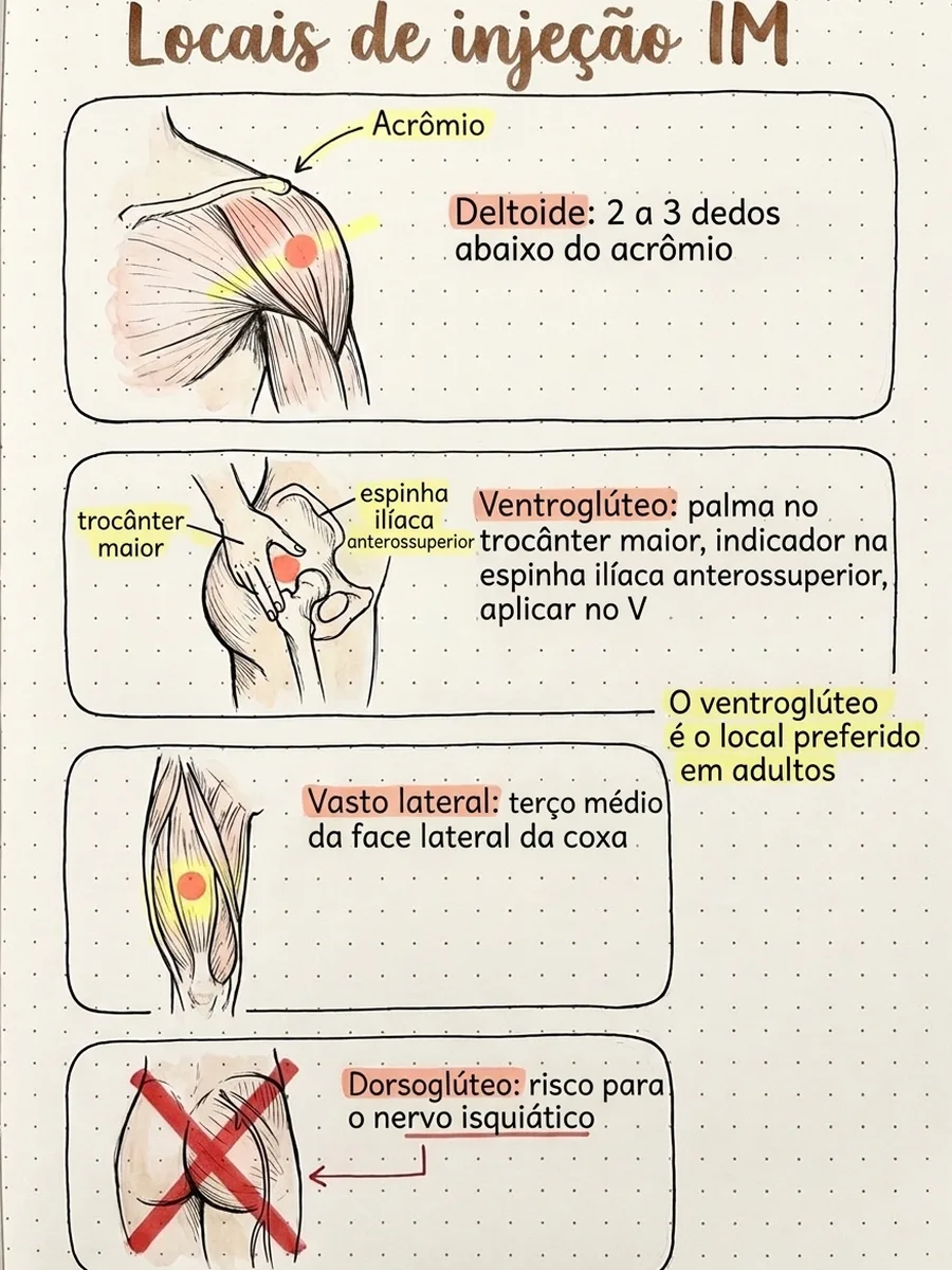 Página: Locais de injeção IM
